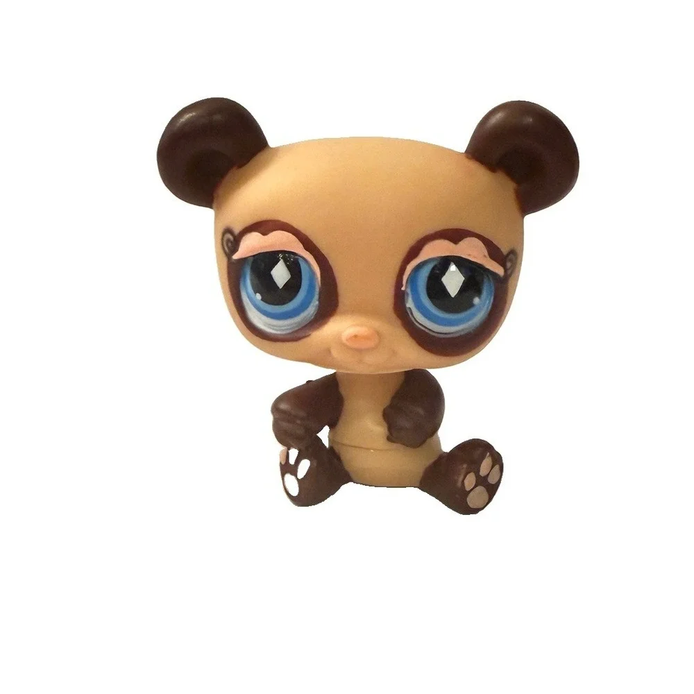 Littlest Pet Shop LPS 2007 G2 Panda Brown Blue Eyes Gray Magnet Accessories